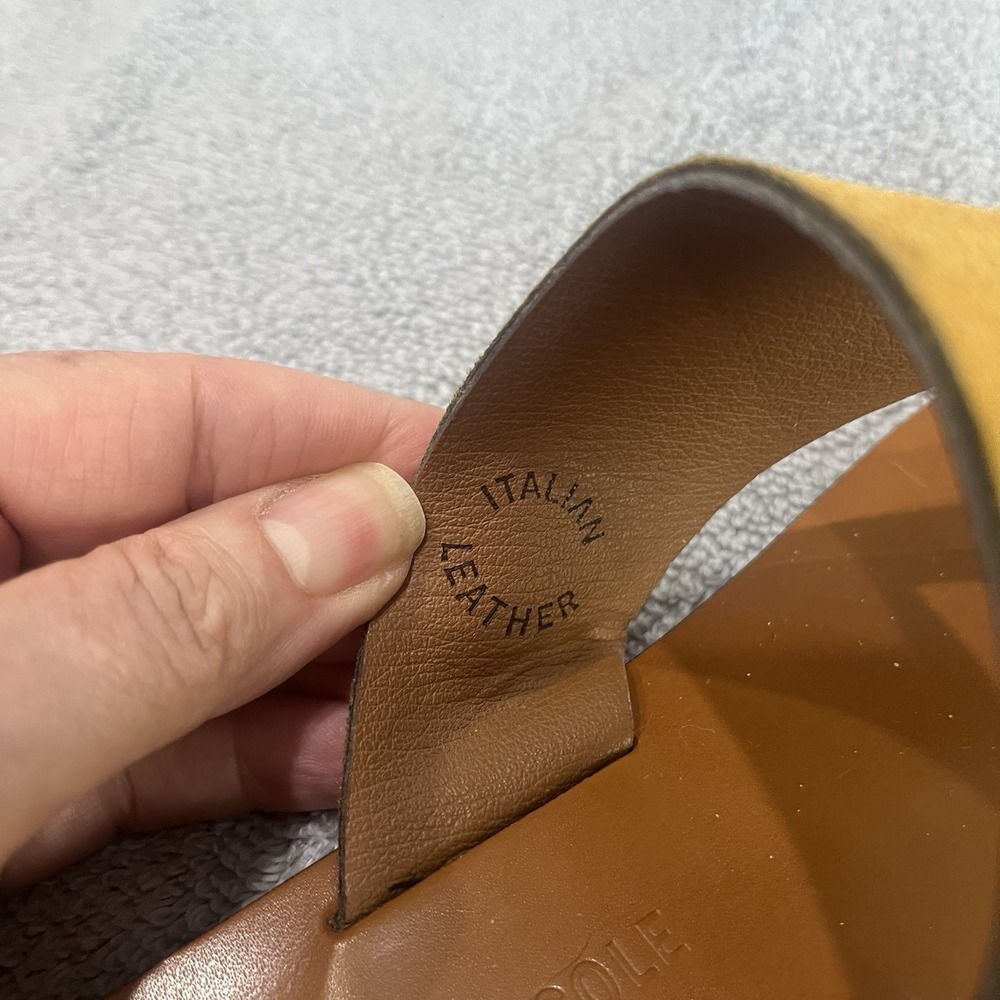 Kenneth Cole NY Women's Mustard Yellow Suede Italian Leather Toe Loop Sandal 8.5 - Picture 6 of 8